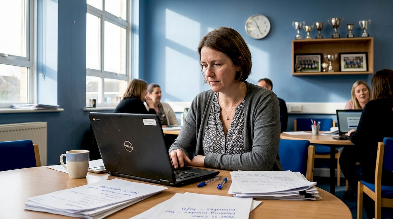 School staff member logging into portal